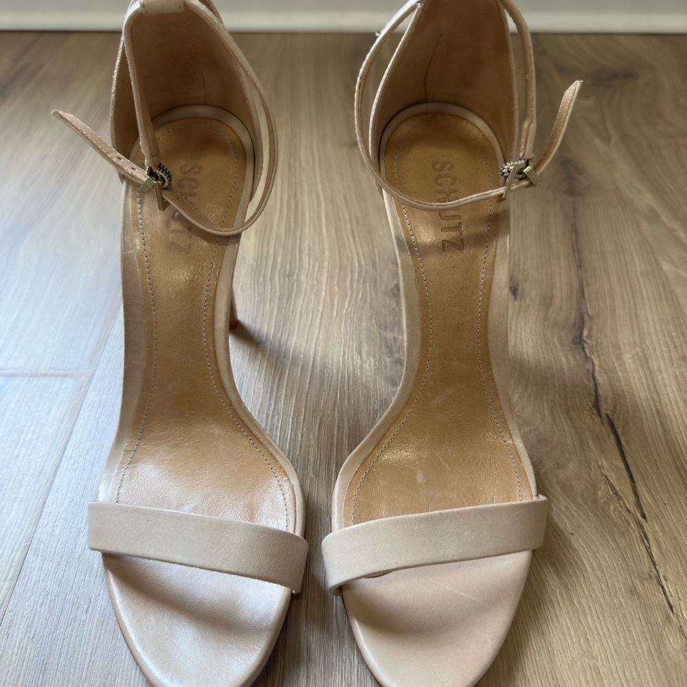 Schutz Women's Nude Ankle-Strap Heeled Sandals | Size 8